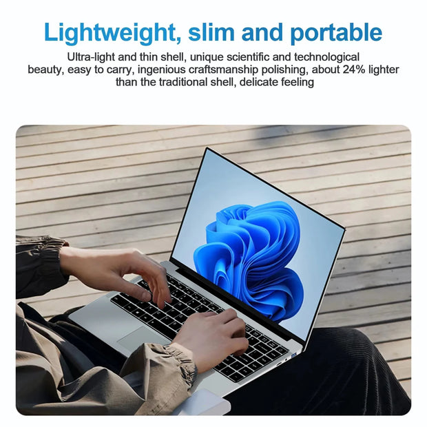 14.1inch Intel Atom A3950 Laptop Computer Windows 11 Pro 2025 Notebook PC 12GB RAM 512GB 1TB SSD 1920*1080 Office Computer PC