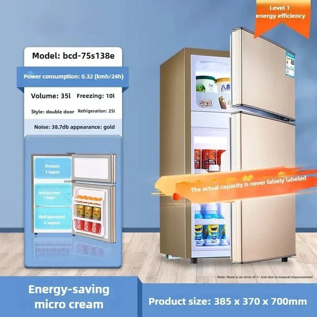 Household Small Refrigerator with Deep Freezers Rental Room Double Door Fridge Freezer First Level Energy Saving Refrigerator Z