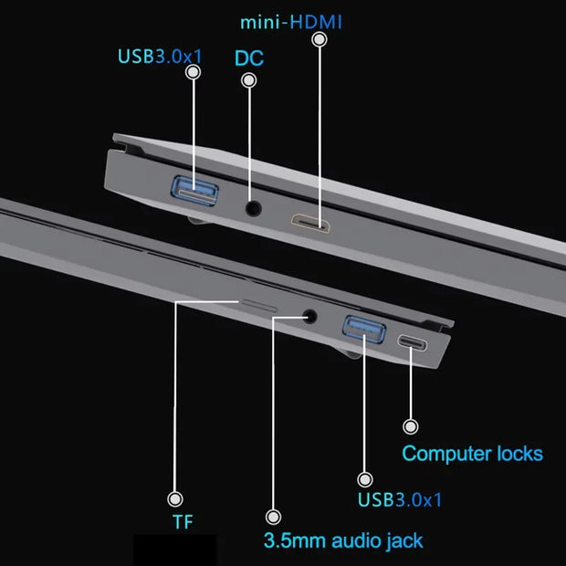 15.6" Laptop Computer PC Windows 11 Intel Core i7 6500U i3 6100U PC Gamer 16GB RAM Fingerprint Unlock Notebook Laptops Backlight