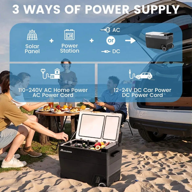 MUDIRO MR-Z55 Car Refrigerator 55L Portable Fridge Freezer Dual Zone-Compressor Electric Cooler for Overlanding, RV, Truck