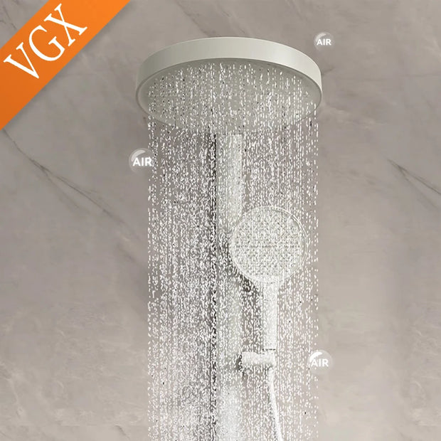 VGX White Shower System Set Bathroom Shower Faucet Set 3-way Rainfall Shower Set Shower Mixer Crane with Hand Shower Set Grey