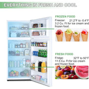 14.6 CU' Refrigerator with Freezer, Apartment Size Refrigerator Top Freezer, 2 Door Fridge with Adjustable Thermostat Control