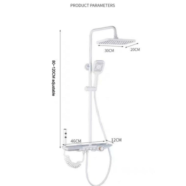 Upgrade White Bathroom Shower Set with LED Display Piano Keys Hot Cold Bath Shower Rain Shower Faucet Bathroom Accessories Brass
