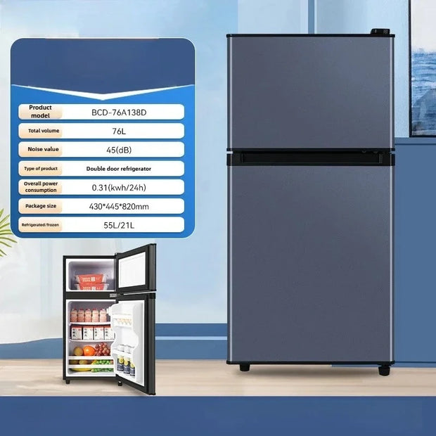 Household Mini Refrigerator for Rental Dormitory First-class Energy-saving Refrigerator Office Refrigerator with Deep Freezer