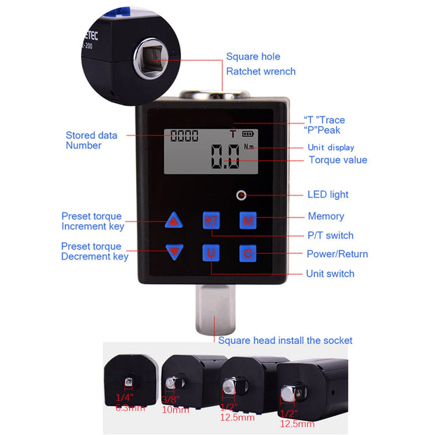 Digital  Meter Digital Backlight Display Two-ways Measurement Two Working Modes AdjustableFour Units Switchable with Sound Light