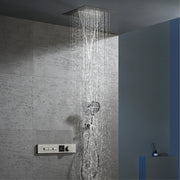 Luxury gun gray brass shower system with LED digital display design Wall mounted constant temperature 3-function bathroom faucet