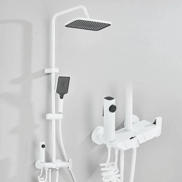 Rozin Black Smart Digital Display Shower Faucet Set Piano Style Rainlfall Bathroom System Grey Digital Mixer Tap Bidet Shower