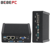 BEBEPC 2LAN4COM Mini PC with N2840/J2900 DDR3L RAM SSD Support RS232/485 WiFi with 6xUSB 1xHDMI Compact Computer for Industrial
