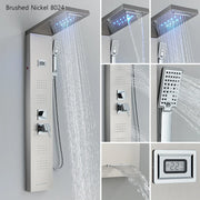 LED Shower Panel Waterfall Rain Shower Faucet Set SPA Massage Jet Bath Shower Column Temperature Display Mixer Tap Tower