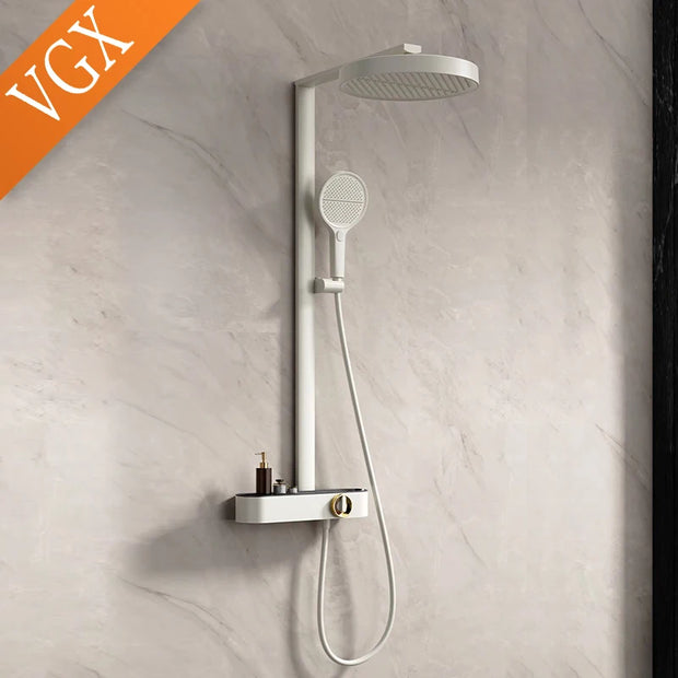 VGX White Shower System Set Bathroom Shower Faucet Set 3-way Rainfall Shower Set Shower Mixer Crane with Hand Shower Set Grey