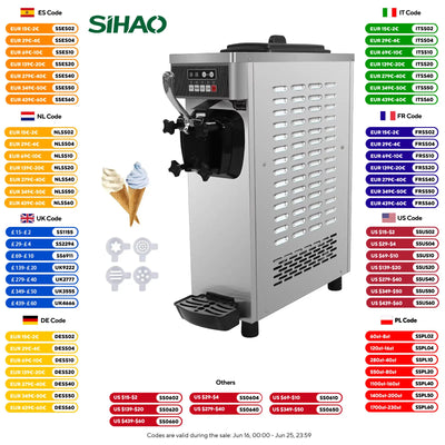 Desktop single head ice cream machine 8116F 220V European plug fresh-keeping puffing shortage alarm suitable for catering
