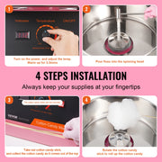 SucceBuy Electric Cotton Candy Machine Candy Floss Maker Commercial Cotton Candy Machine w/ Stainless Steel Bowl and Sugar Scoop