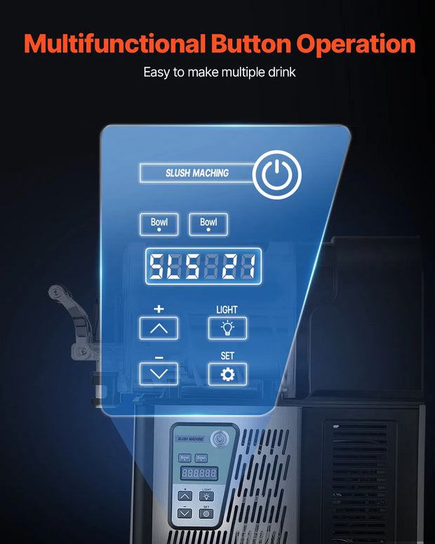 VEVOR Commercial Slushy Machine, 3Lx2 Double Tank Frozen Drink Machine, Stainless Steel Margarita Smoothie Frozen Drink Maker