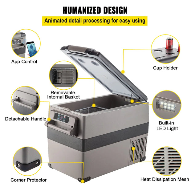 VEVOR 35L/45L/55L Car Fridge Freezer, Portable Compressor Cooler for Vehicles, Travel, Outdoor & Home Use