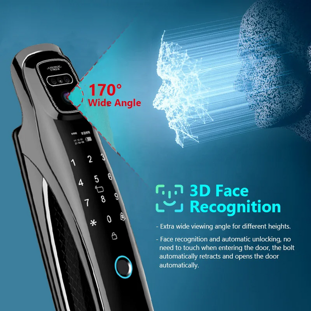 Wifi Tuya APP Face Recognition Smart Door Lock With Camera Video Call Voice Intercom Digital Door Lock Automatic Door Lock