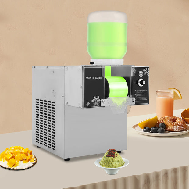 60kg/Day Electric Snowflake Ice Maker with 8 Different Roller Speeds, Commercial Snow Ice Shaver Machine