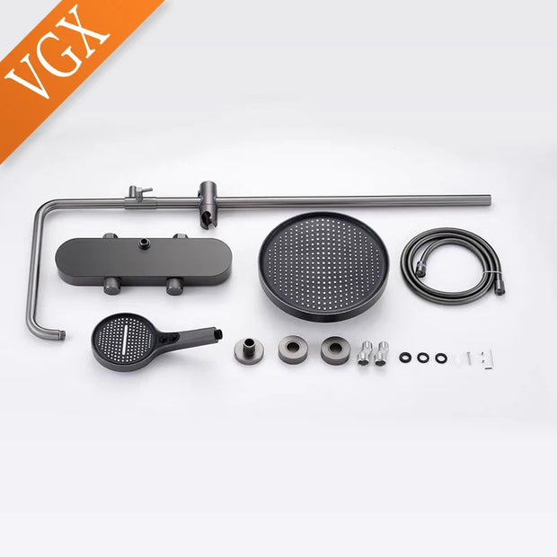 VGX Shower System Set Bathroom Shower Faucet Set 3-way Rainfall Shower Set Shower Mixer Crane with Hand Shower Set Grey White