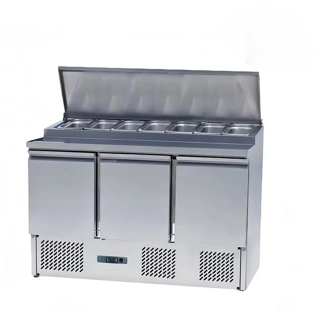 New Restaurant Kitchen Freezer Air Cooling Workbench 2 Door Under Counter Fridge Stainless Steel Worktop Freezer