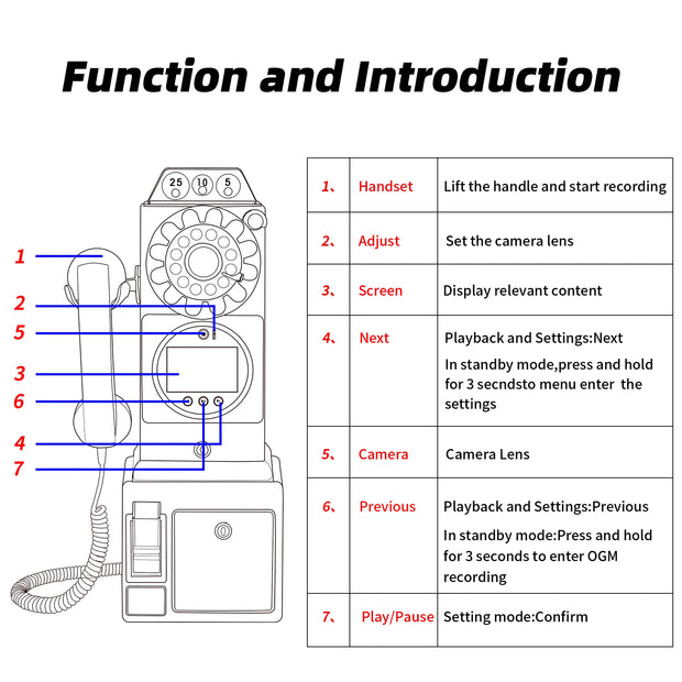 wedding party 32G  audio video guest book phone  Retro style retro phone booth  message recording video audio guest book phon