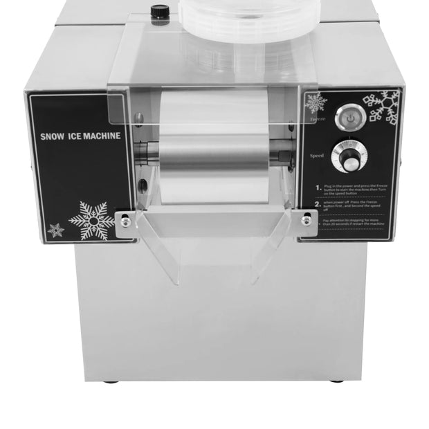 60kg/Day Electric Snowflake Ice Maker with 8 Different Roller Speeds, Commercial Snow Ice Shaver Machine