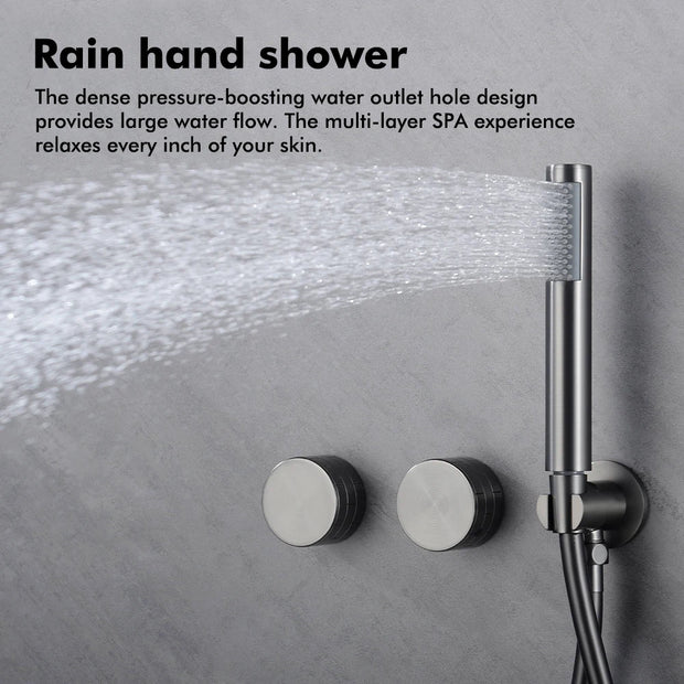 Matte Black Shower Faucet Set Bathroom Wall Mounted 2 Ways Embedded Box 10 Inches Rainfall Shower Concealed Bathroom System Set