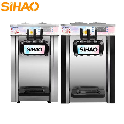 Three flavored soft ice cream machine, capable of continuously producing 20-28 liters per hour, suitable for beverage stations