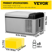 SucceBuy 9L 15L Car Refrigerator Portable Compressor Fridge Freezer Cooler 12V/24V DC 110-240V AC RV Travelling Camping Fishing
