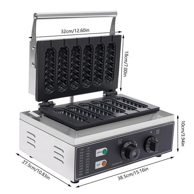 1500W 220V Commercial 6pcs Waffle Maker Hot Dog Machine DIY food Making Machine