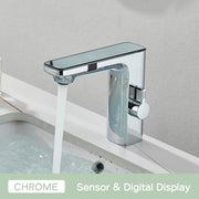 rozin Touchless Sensor Basin Faucet Smart Digital Display Bathroom Sink Faucets Grey Brass Sense Hot Cold Water Mixer Tap Crane