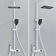Kit de ducha de cobre completo con pantalla LED, botón de piano para baño, cabezal de ducha de refuerzo, nuevo modelo 2025