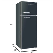 2 Door Apartment Size Refrigerator with Freezer, Retro Chrome Handle, cu ft, Platinum Series, Stainless Steel, 7.5, Silver