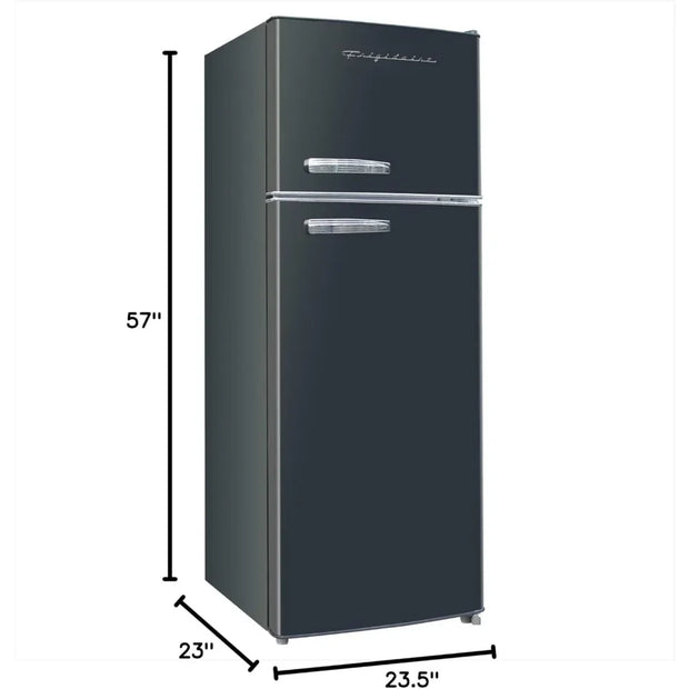 2 Door Apartment Size Refrigerator with Freezer, Retro Chrome Handle, cu ft, Platinum Series, Stainless Steel, 7.5, Silver