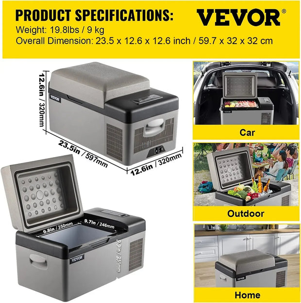 Sihao Car Mini Refrigerator Mini Fridge 15-55L Freezer Portable Compressor Cooler 12/24V DC 110-240V Ice Box for Camping