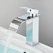 Quyanre Matte Black Waterfall Basin Faucet Single Handle Mixer Hot Cold Water Basin Crane Tap For Bathroom Wash Basin Mixer Tap