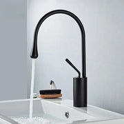 Luxurious Creative Bathroom Basin Faucet Brass Deck Mounted Matte Black White Mixer Taps Hot and Cold Bathroom Sink Faucet