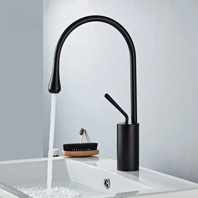 Luxurious Creative Bathroom Basin Faucet Brass Deck Mounted Matte Black White Mixer Taps Hot and Cold Bathroom Sink Faucet