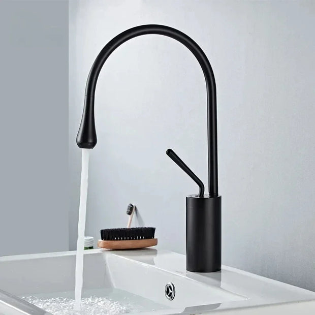 Luxurious Creative Bathroom Basin Faucet Brass Deck Mounted Matte Black White Mixer Taps Hot and Cold Bathroom Sink Faucet