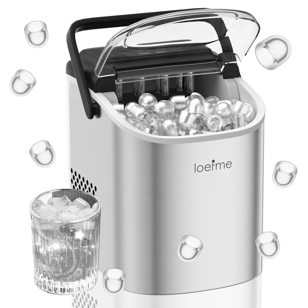 LOEFME Portable Mini Fully Automatic Bullet Shaped Ice Maker 12kg/24h 6 Minutes/9pcs Ice Cubes W/ Scoop Professional Ice Machine