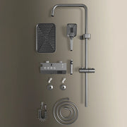 Piano Keys Shower System Set Bathroom Shower Set Gray Black Bathtub Hot and Cold Shower Faucet LED Digital Copper Tap Shower Set