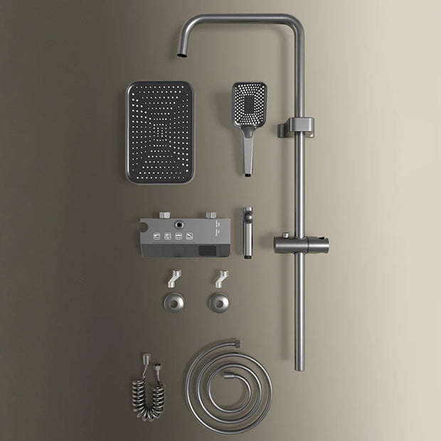 Piano Keys Shower System Set Bathroom Shower Set Gray Black Bathtub Hot and Cold Shower Faucet LED Digital Copper Tap Shower Set