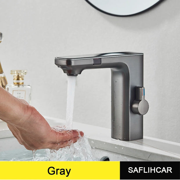 Chrome Bathroom Basin Faucet Hot Cold Water Mixer Deck Mount  Bathroom Sink Faucet