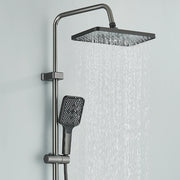 Gray Bathroom Shower Faucet Digital Display Faucet Set Piano Button Shower System With Atmosphere light Space Aluminum