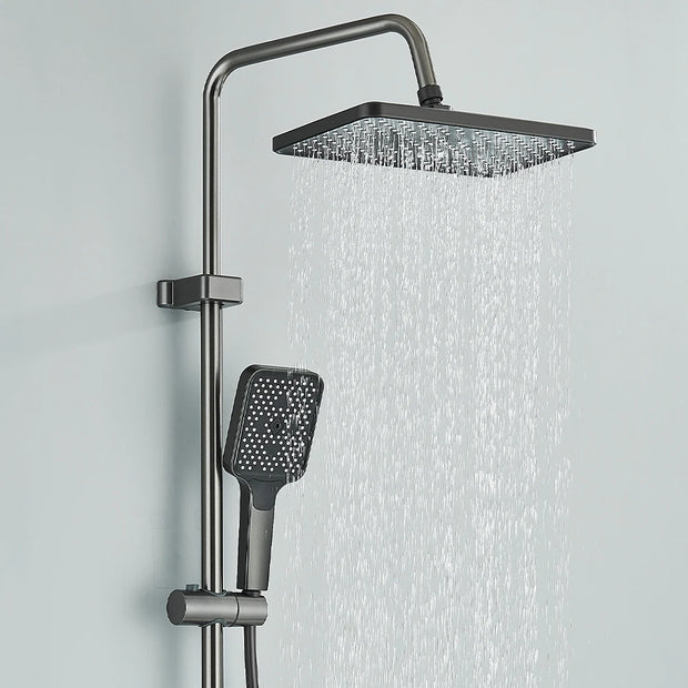Gray Bathroom Shower Faucet Digital Display Faucet Set Piano Button Shower System With Atmosphere light Space Aluminum