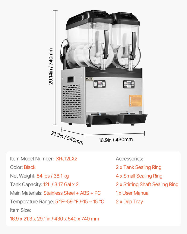 SucceBuy 3-36L Commercial Slushy Machine 1-3 Tanks Stainless Steel Margarita Smoothie Frozen Drink Maker for Home Restaurants
