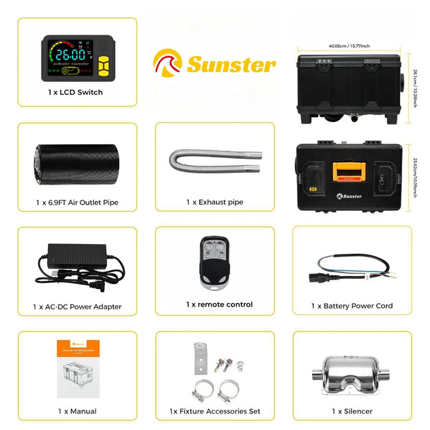 ToolBox 8KW 12V&24V 110-240V Diesel Air Heater With Bluetooth APP&Thermostatic Parking Night heater for Car RV Camper Tent