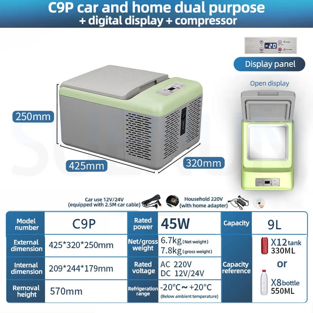 Car Refrigerator 12V/24V Truck Use Household Freezer Refrigerator Outdoor Camping Small Refrigerator Compressor Refrigeration