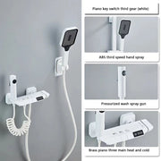 White Grey Deluxe Shower System Set Bathroom Rain Pressurized Shower Faucet Set Brass LED Digital Bathtub Shower Faucet Full Set