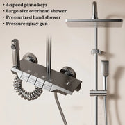 Space Aluminum Household Gun Gray Digital Display Shower Set Hotel Bathroom Shower Atmosphere Light Shower Full Set