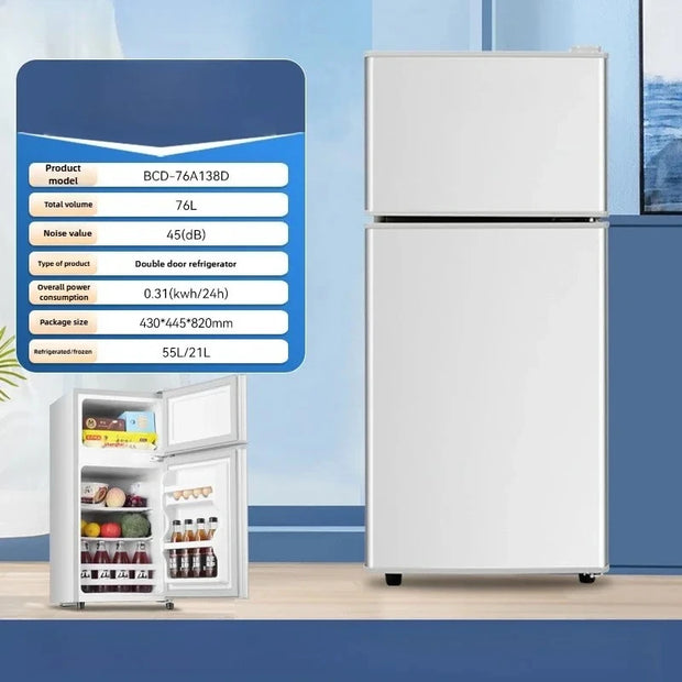 Household Mini Refrigerator for Rental Dormitory First-class Energy-saving Refrigerator Office Refrigerator with Deep Freezer