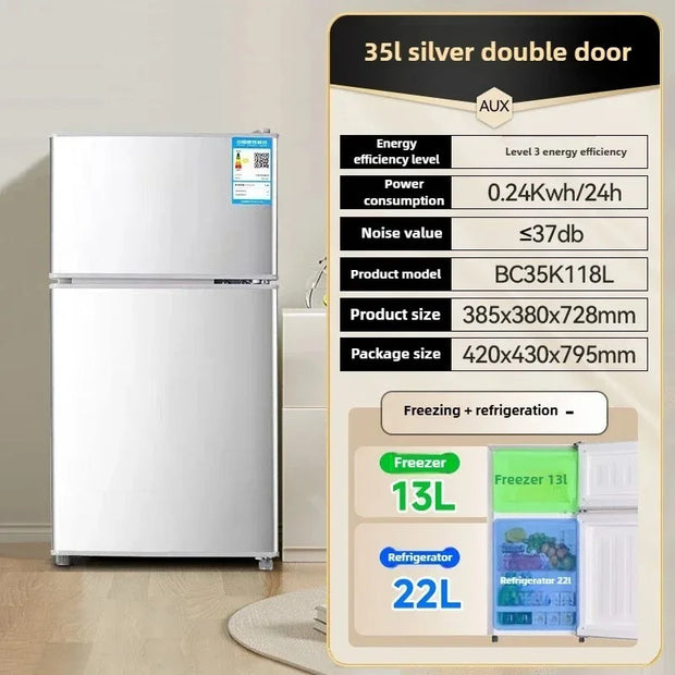 Household Frost free refrigerator Dormitory Rental room mini Fridge Freezer Double Door Two-chamber Refrigerator Home Appliance